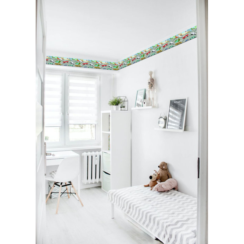 Bordure de papier peint L 15 pi x l 18 po Floreine, Gris / vert / rouge