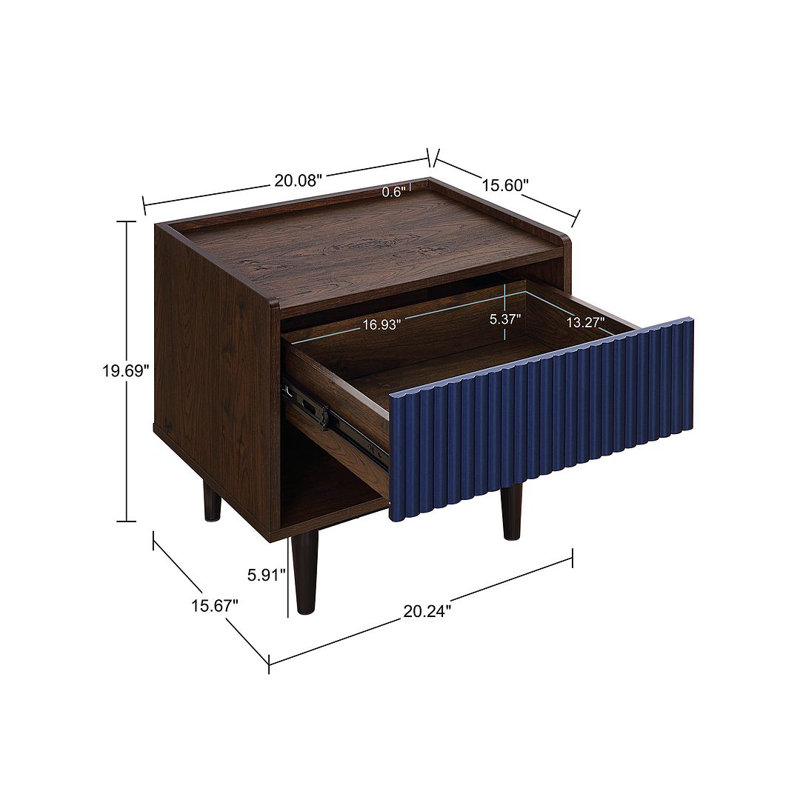Yonda Coffee Table, Dark Brown/Navy Blue