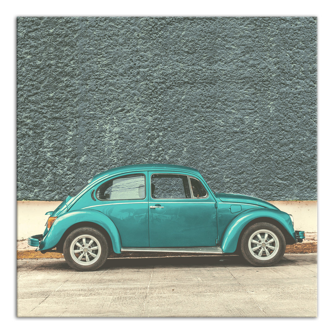 'Faded Blue Beetle Bug Car' Photographic Print on Canvas Wrought Studio™