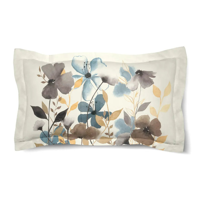 Laural Home Greige Florals Duvet Sham, King Sham