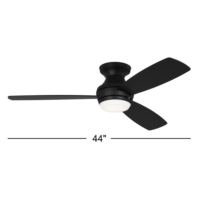 Rivers Ceiling Fan with LED Lights, Midnight Black with Black/Walnut Blades, 44"