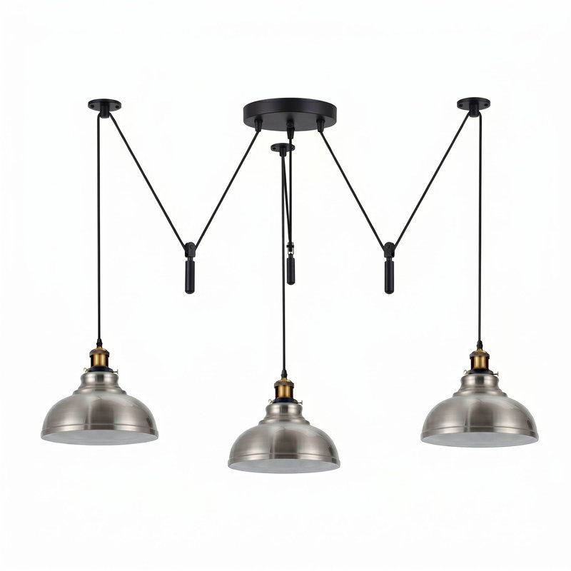 3 - Light Dome Pendant, Satin Nickel