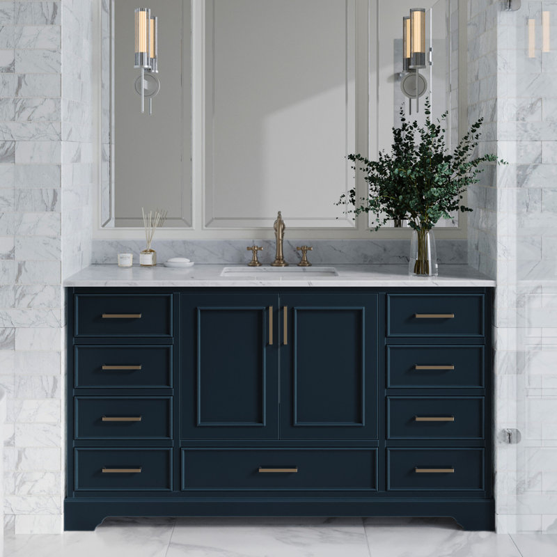Meuble-lavabo simple avec plateau Abita 61, Bleu minuit