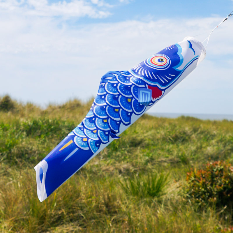 Carpe koï, H 24 po x l 6,5 po, Bleu