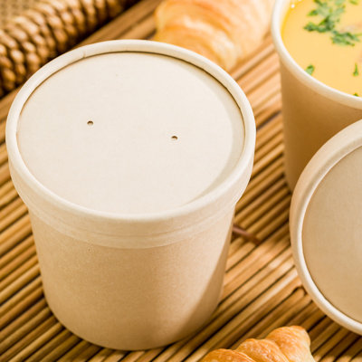 Restaurantware-LIDS ONLY: Bio Tek Lids For 8/12 Ounce Soup Containers, 25 Vented Lids For Paper Soup Containers - Soup Cups Sold Separately, Microwavable, Bamboo Paper Lids, Hot And Cold Foods