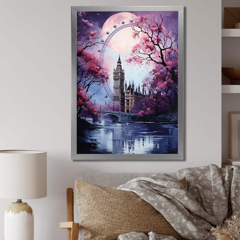 Carrousel éternelle IV de la grande roue mauve, reproduction sur toile, H 44 po x l 34 po x P 1,5 po, Cadre photo argenté