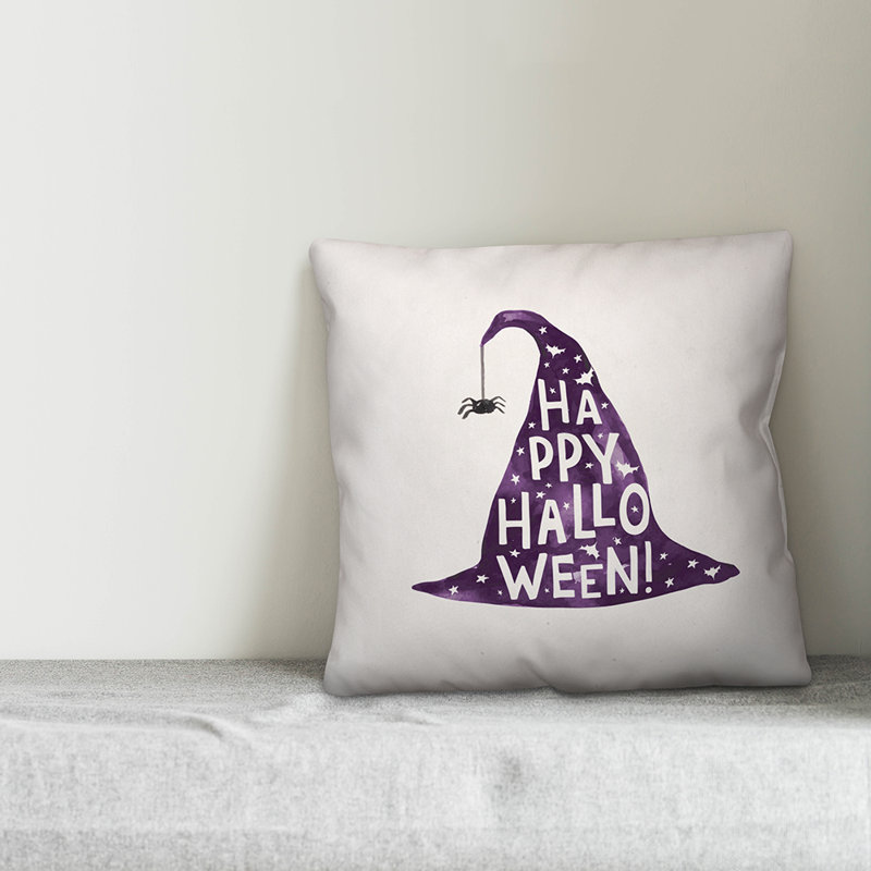  Coussin Happy Halloween, Utilisation intérieure/extérieure, 16 po x 1 po