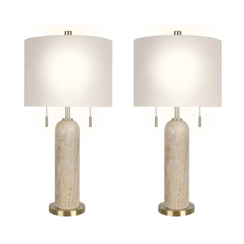 Lampe de table Travertine Elegance - Or doux - Ensemble de 2