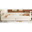 Lit plateforme double tapissier avec USB et 2 tiroirs, beige