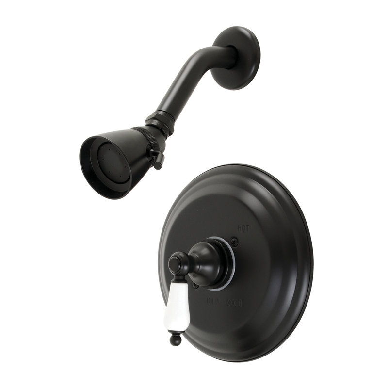 Robinet de douche rétro avec valve brute, Noir mat