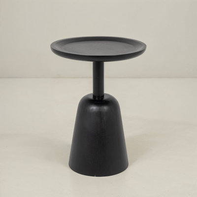 Round Mango Wood Pedestal Side Table