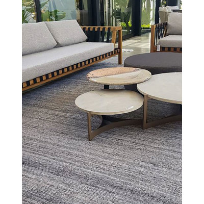 Azman Hand Tufted Rectangle Outdoor & Indoor Area Rug in Ivory Silver