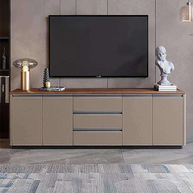 Floor standing high-end TV stand,  23.62"H x 86.61"W x 13.78"D, Khaki