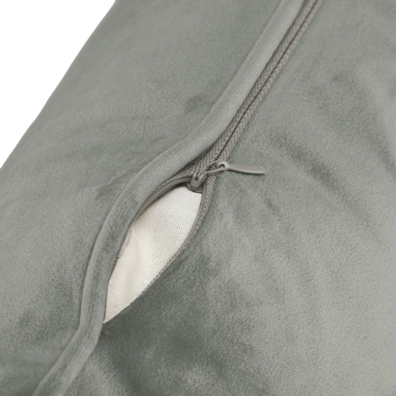Solid Colour Velvet Reversible Throw Pillow, Middle Grey, 24" H x 24" W