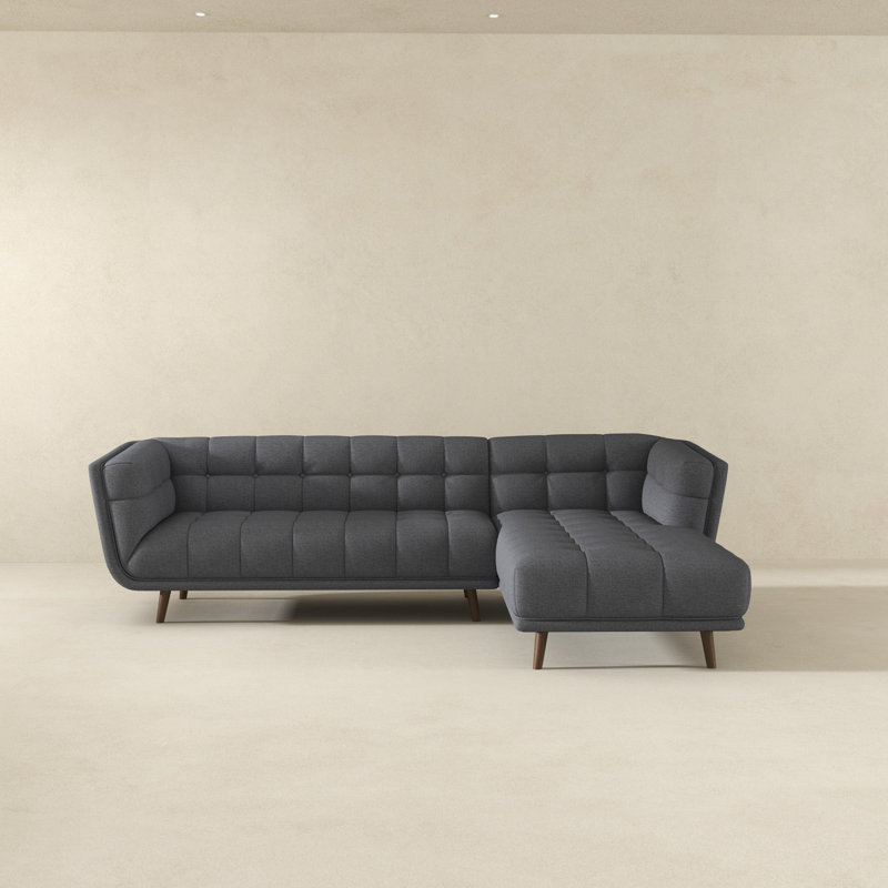 Cropsey Right Sectional Fabric Sofa, Gray Linen