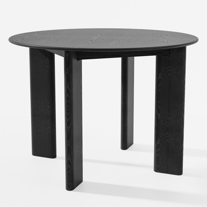  42" Black Solid Wood Round Top Dining Table