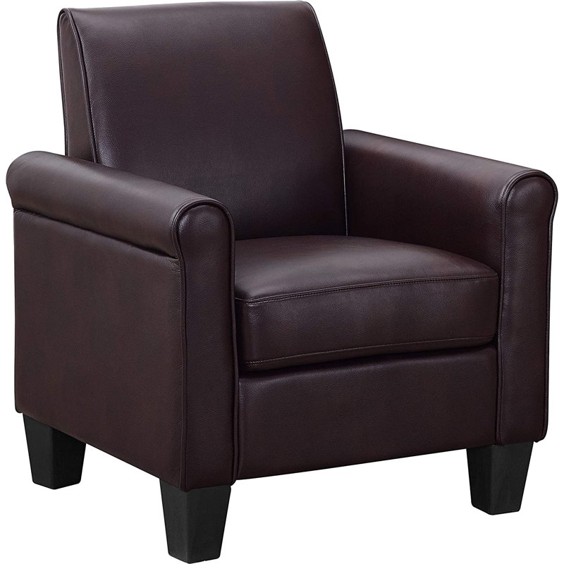 Fauteuil rembourré en similicuir de 29 po Alrun, Similicuir espresso