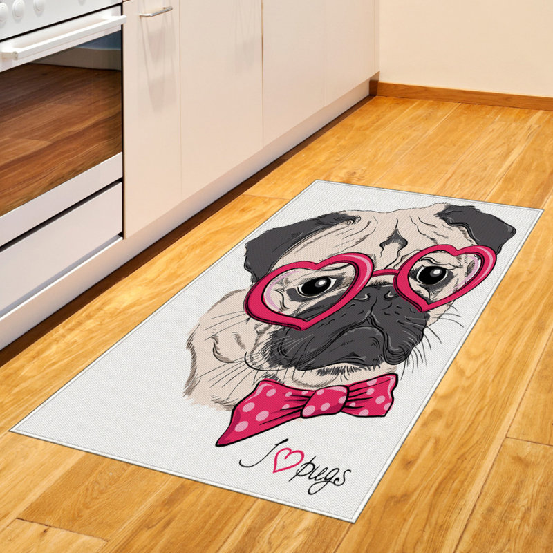 Pug High Density Long Fiber Poly Threads Decorative Area Rug Carpet, Rectangle 2'7" x 5'