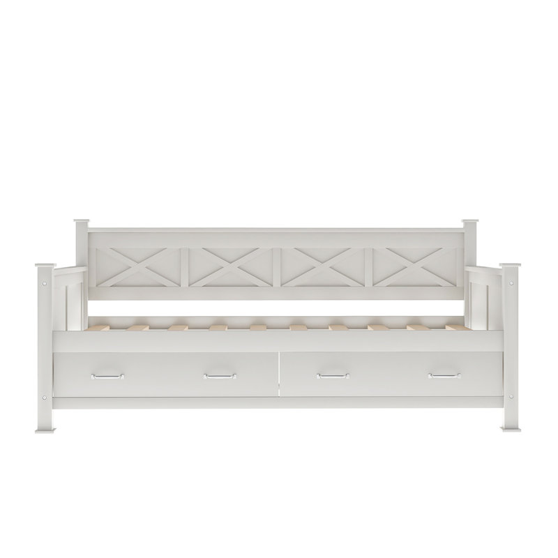Twin Size Wooden Modern and Rustic Casual Style Daybed, Cream White