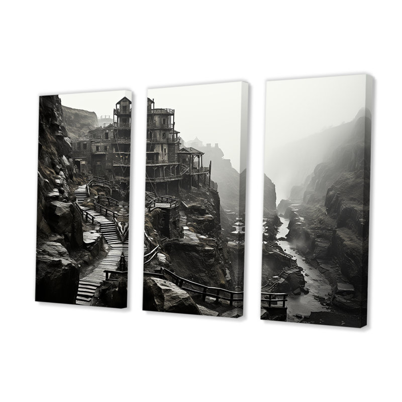 «Moody Serenity Landscape III - Factories», ensemble de reproductions d'art mural, H 32 po x l 48 po x P 1 po