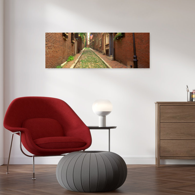 USA Massachusetts Boston Beacon Hill 1 Piece Wrapped Canvas Panoramic Wall Art, 30.48 cm H x 91.44 cm W