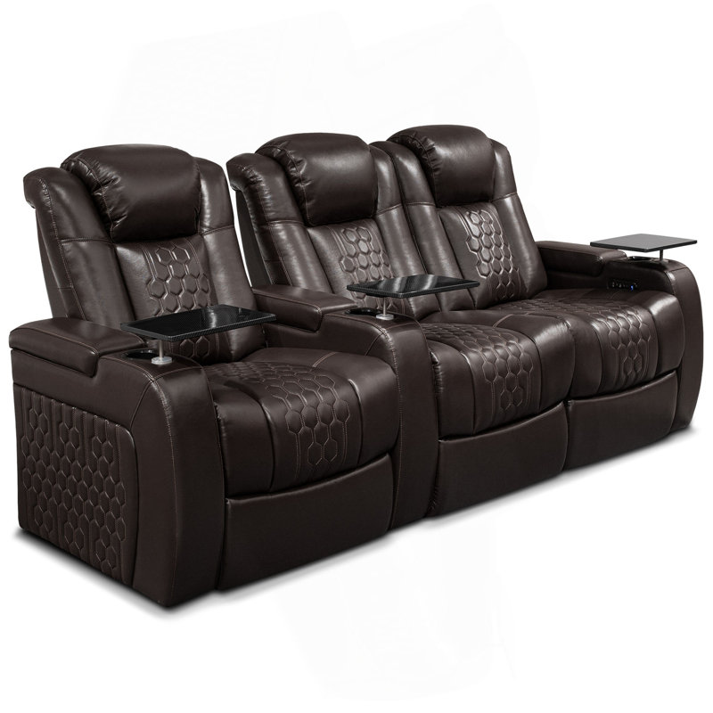 Fauteuil inclinable électrique 93,3 po 3 pièces avec nappa de grain supérieur, relaxation entièrement réglable, charge intelligente, éclairage à DEL RVB dynamique