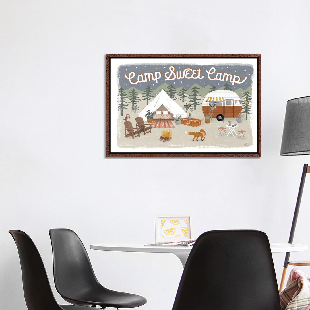 Gone Glamping I von Laura Marshall - Galerie-verpackte Leinwand Giclée auf Leinwand