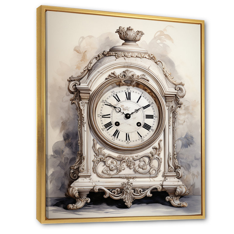 Horloge classique sophistiquée - impression, H 40 po x l 30 po x P 1,5 po, Cadre flottant doré