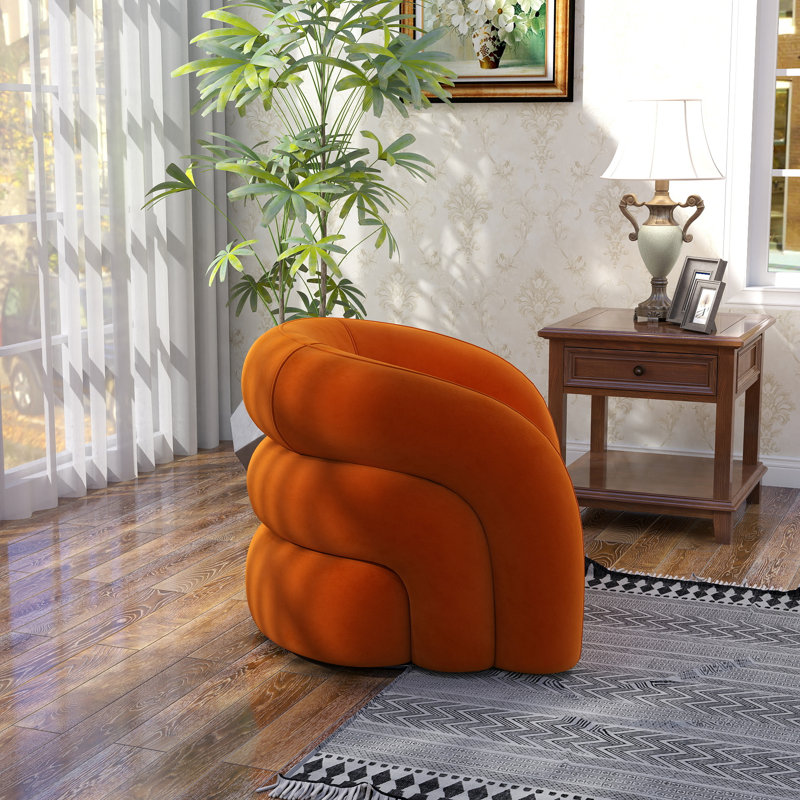 Fauteuil demi-tonneau pivotant Bricyn, Orange