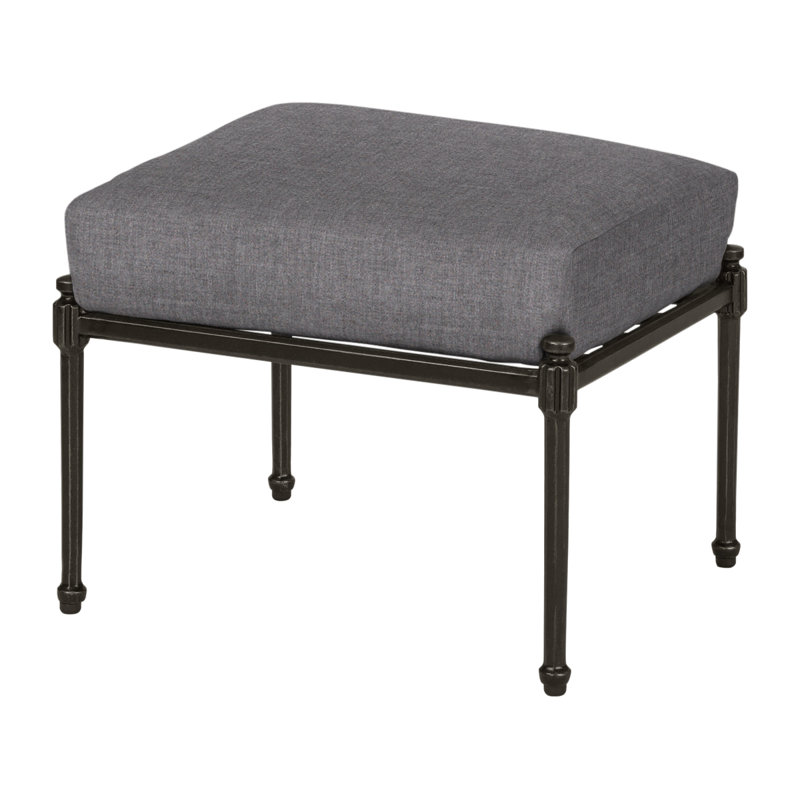 Morro Bay Outdoor Ottoman, Cast Slate Sunbrella® Plainweave, Midnight Gold