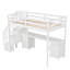 Lit mezzanine simple avec bureau et 2 tiroirs de rangement, meubles en bois massif pour enfants, blanc-444924927