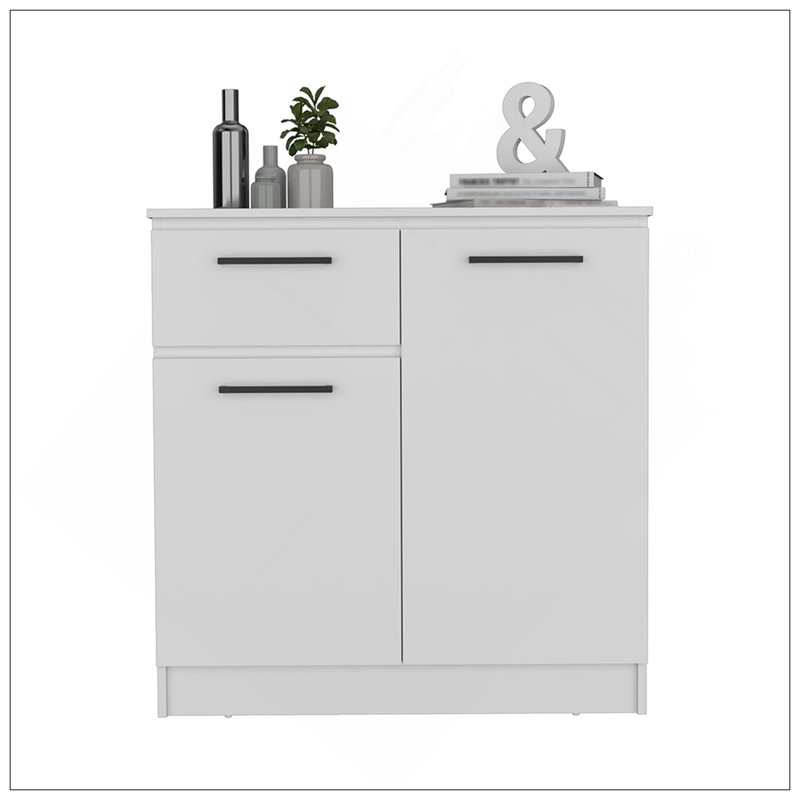 Commode Orleans à 2 portes et tiroir simple, blanc