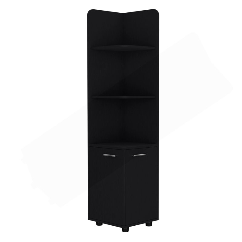 Armoire de coin en lin à double porte 62 po Malibu, Noir