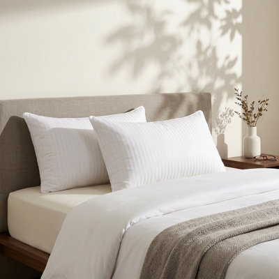Oreillers en fibre de satin de qualité supérieure à rayures, oreiller en duvet respirant à support ferme 