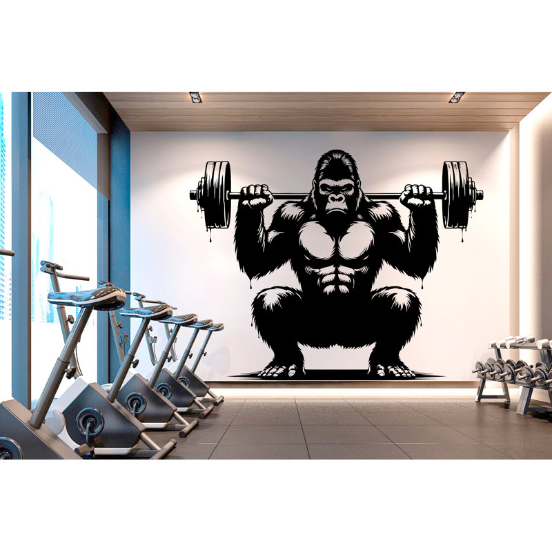 Adhésif décoratif gorille gymnase, art mural, décalcomanie, gorille, Rose millennial, H 17 po x l 22 po