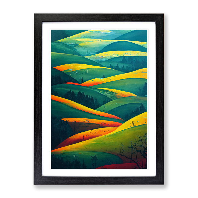 Spring Meadow Landscape 1 Piece Single Picture Frame Wall Art, 34cm H x 25cm W x 2cm D, Black