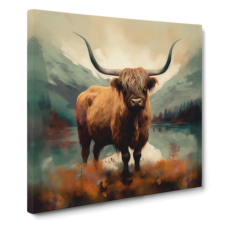 Highland Cow Surrealism No.1 - Wrapped Canvas