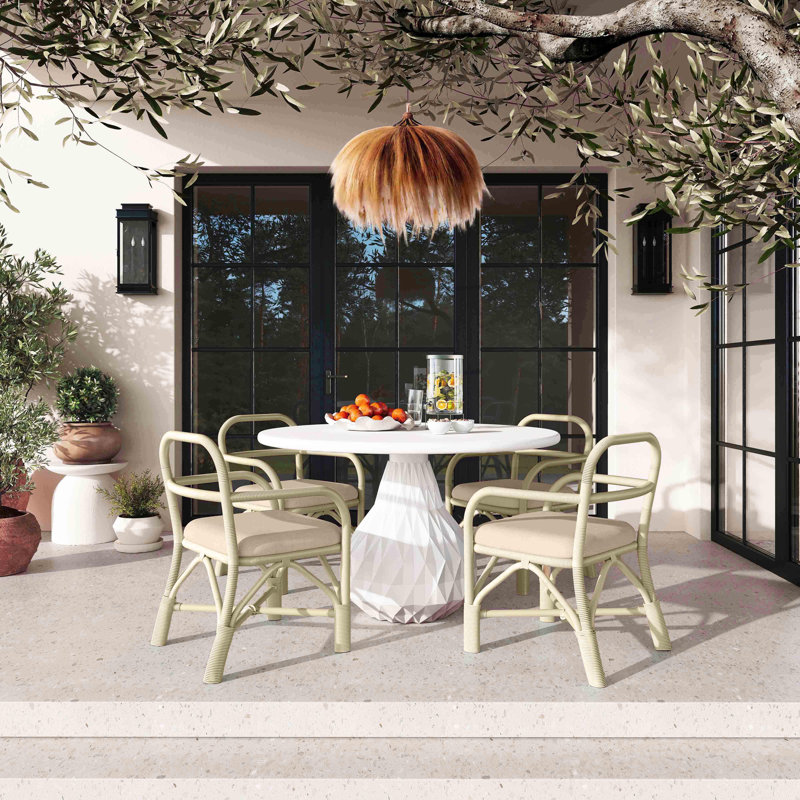 Chaise en rotin vert, Crème