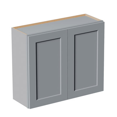 Armoire murale à deux portes 36 pouces en bois massif avec 2 tablettes réglables prêtes à assembler pour la cuisine, la salle de bain, la buanderie et le garage