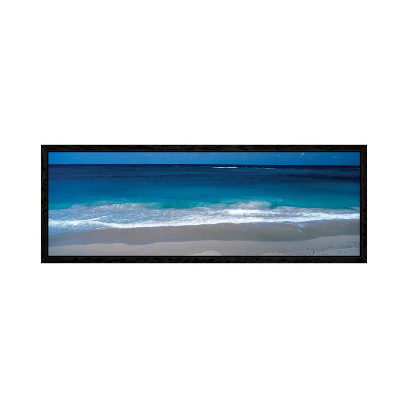 Waters Edge Barbados Caribbean - Wrapped Canvas Panoramic Print, 30.48 cm H x 91.44 cm W, Black Floater Framed