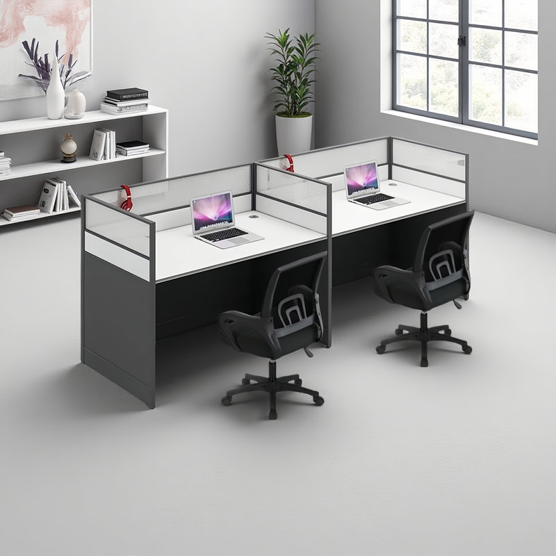 Rectangular 2-Person Office Cubicle, Computer Desk,Equipped With Cable Management Device And Officechair