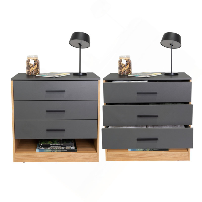 Ensemble de 2 petites commodes, style minimaliste, mobilier de chambre à coucher grande capacité