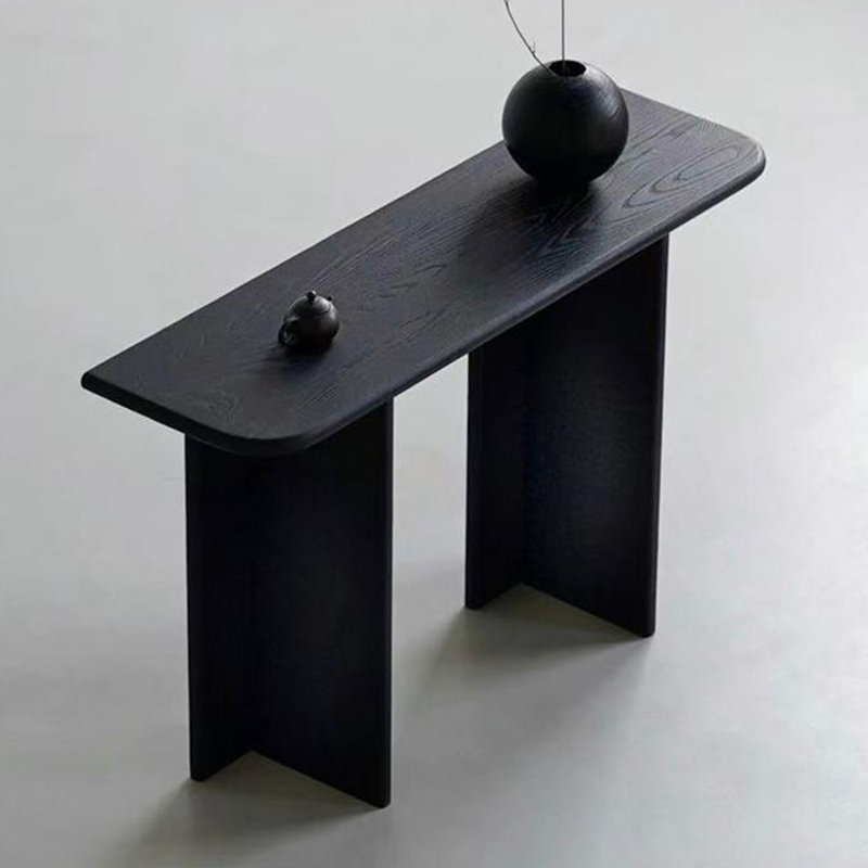 Console simple de style moderne noir, H 29,5 po x l 55,1 po x P 13,8 po
