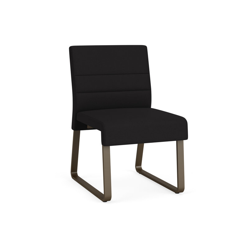 Chaise d'invité sans accoudoirs Waterfall, Bronze, Portes ouvertes en tissu noir