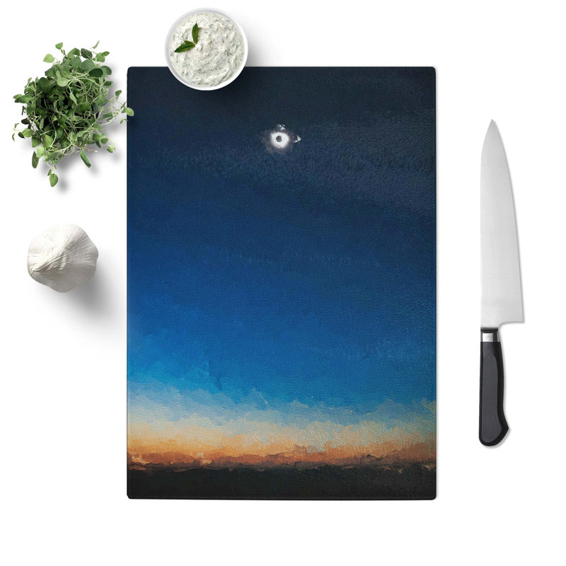 Tempered Glass Total Eclipse of the Sun in Abstract Chopping Board, 28.5 cm W x 39 cm L