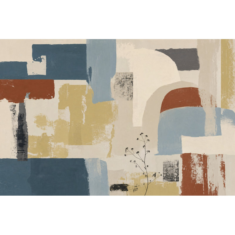 Décoration murale amovible à motif abstrait coup de pinceau abstrait géométrique, 200"x120", Non-Woven Nonpasted