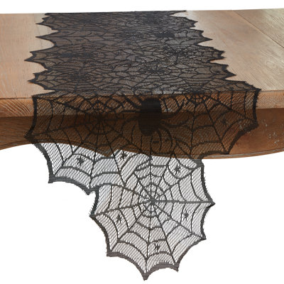 Eerie Black Spiderweb Net Table Runner