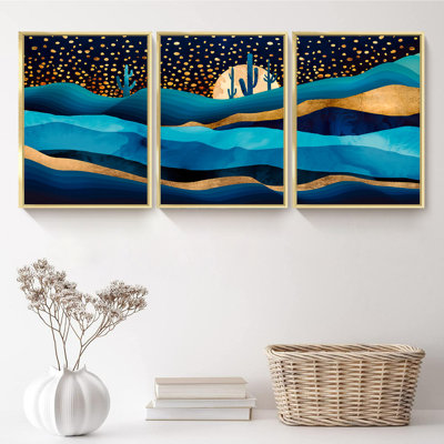 Claude Monet - Ensemble de 3 reproductions d'art sur toile encadrées