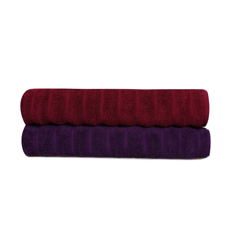 Ensemble de 2 essuie-mains 100% coton 2 pièces, Mauve / rose