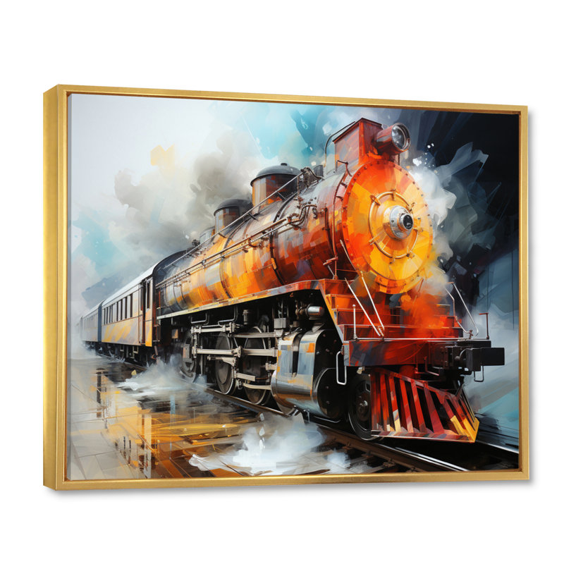 «Abstract Train Translucent Rhythms I», reproduction sur toile, H 16 po x l 32 po x P 1 po, Cadre flottant doré